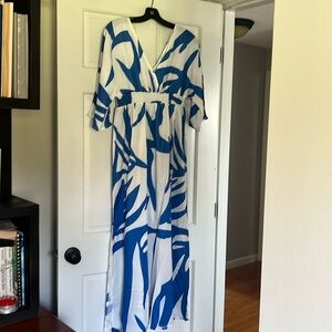 Long white and blue dress